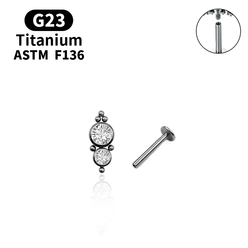 2021 ASTM F136 Titanium 16G Labret Ring Piercing CZ Stone Helix Tragus Cartilage Earring Stud Labret Lip Piercing Body Jewellry 