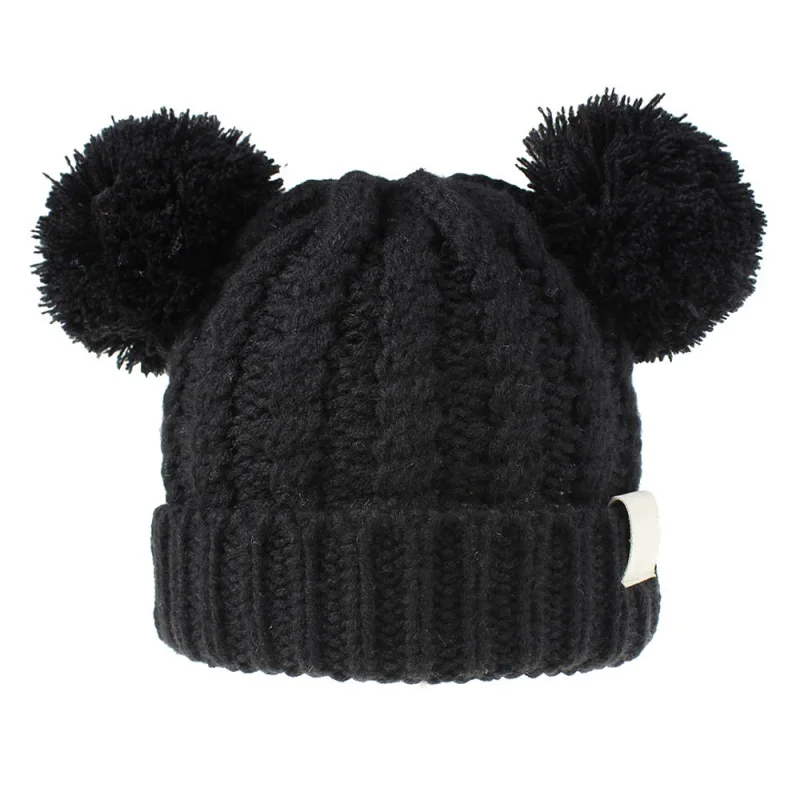 Детская шапка; теплая зимняя вязаная шапка для малышей; вязаная шапка с помпонами; шапка для маленьких мальчиков и девочек; От 1 до 3 лет