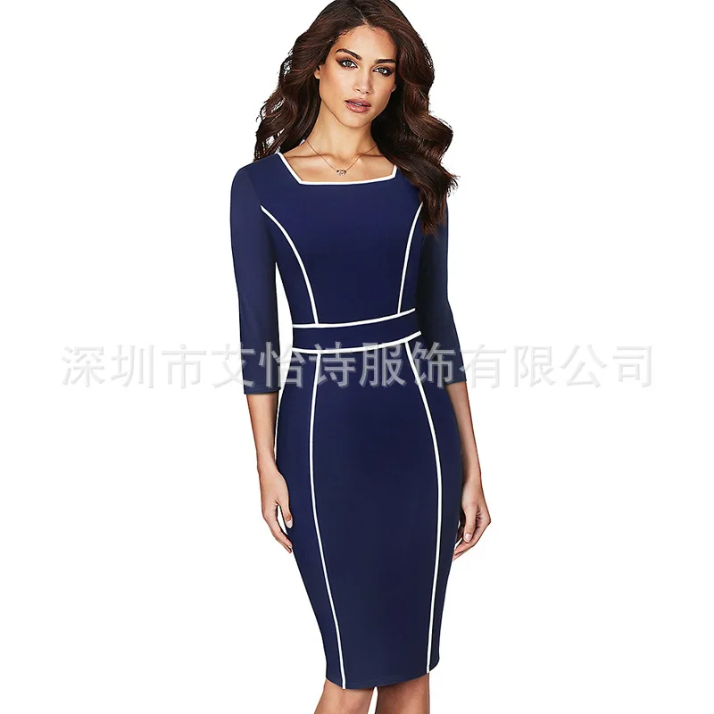 Европейский и американский стиль, Осеннее Новое Стильное женское платье, AliExpress, облегающее, облегающее, рукав три четверти
