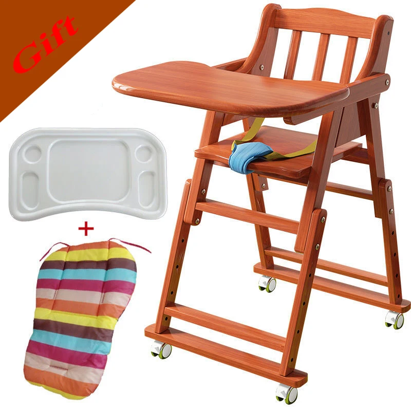 

Baby High Chair Multifunctional Baby Dining Chair Wooden Portable Chair Foldable Adjust Height Seat Safe