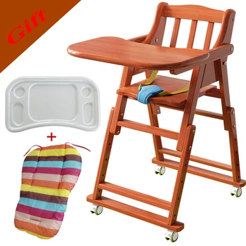 

Baby High Chair Multifunctional Baby Dining Chair Wooden Portable Chair Foldable Adjust Height Seat Safe