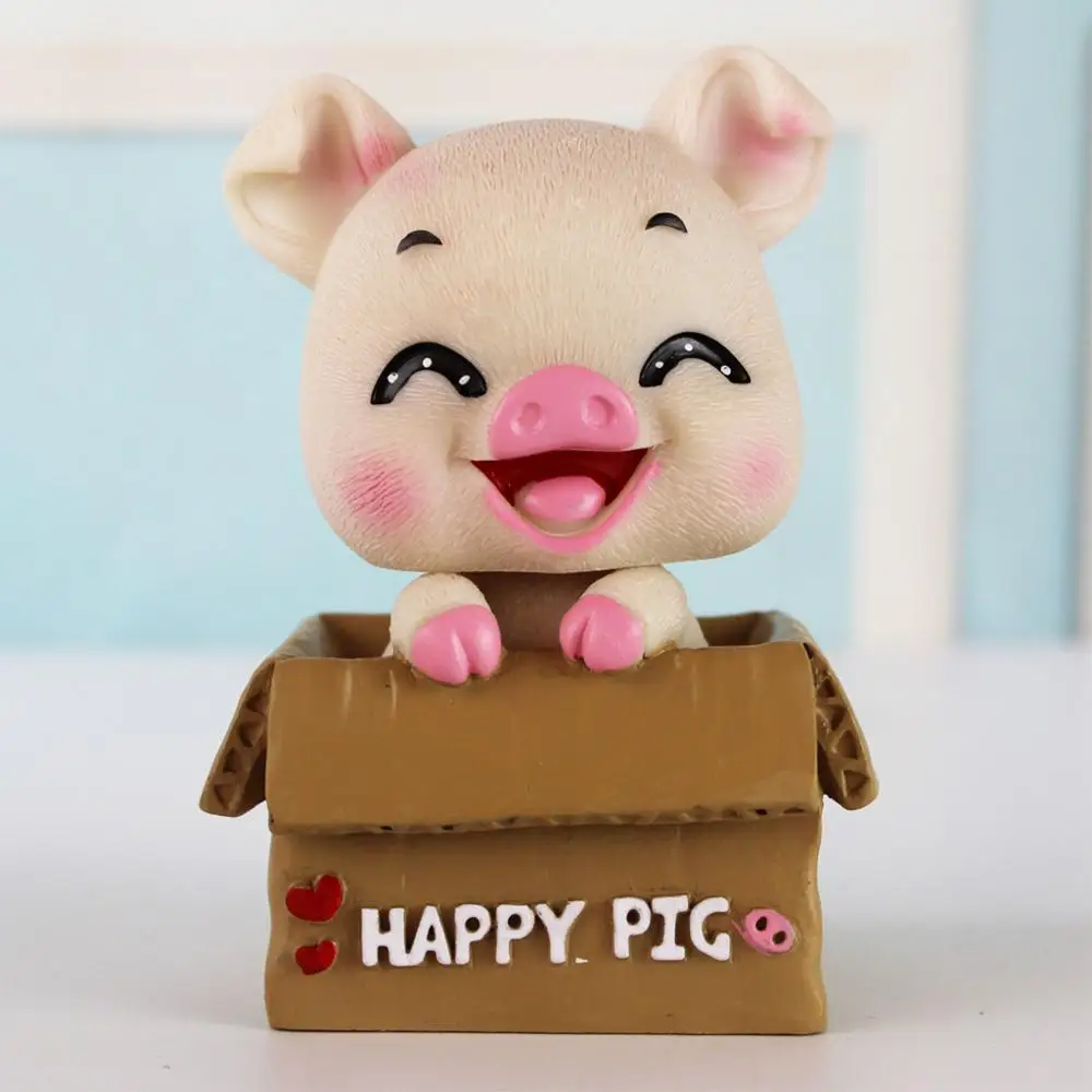 Аксессуары для автомобиля интерьерная игрушка с качающейся головой Happy& Pig, семейный авто украшение, настольный автомобиль, декор Ozdoby do Samochodu, Прямая c