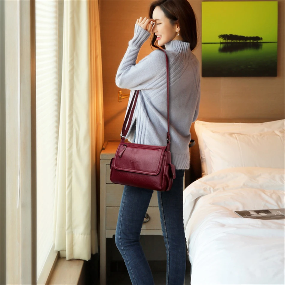 Goedkoop LONOOLISA Lederen Luxe Handtassen Vrouwen Tassen Designer Vrouwelijke Crossbody Tassen Voor Vrouwen 2019 Schouder Flap Tassen Sac A Main Femme