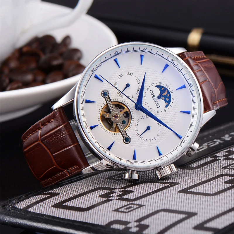 Мужские автоматические часы с календарём 44 мм стальной чехол|Механические часы| |