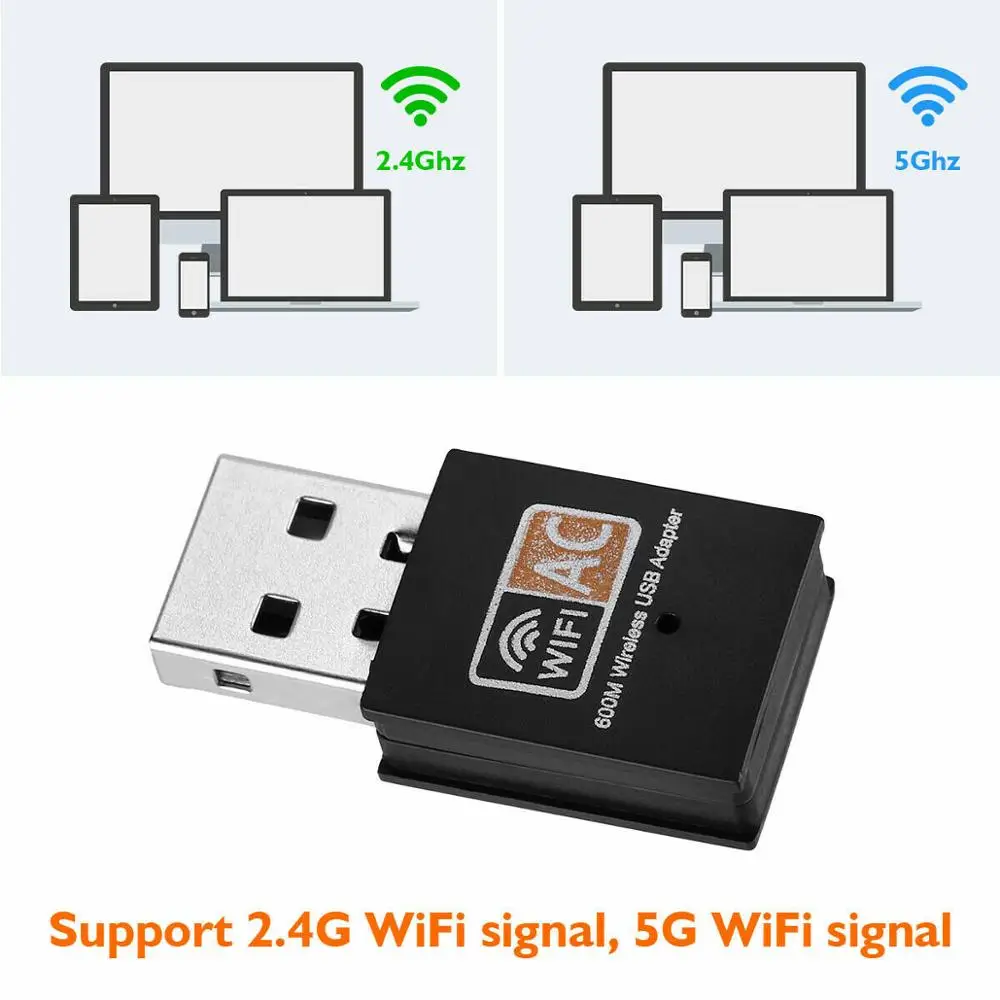 Мини Бесплатный драйвер USB WiFi адаптер USB Ethernet WiFi ключ 600 Мбит/с 5 ГГц Lan Wi-Fi адаптер PC Antena WiFi приемник