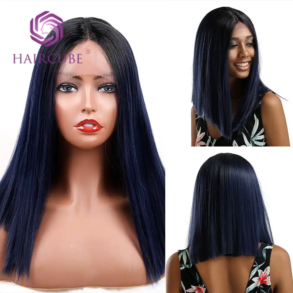 Haircube Dlinnye Pryamye Volosy Sinteticheskie Ombre Chernye Do Vinno Krasnye Pariki Bob Pricheska Kruzheva Perednie Pariki Dlya Chernyh Zhenshin Aliexpress