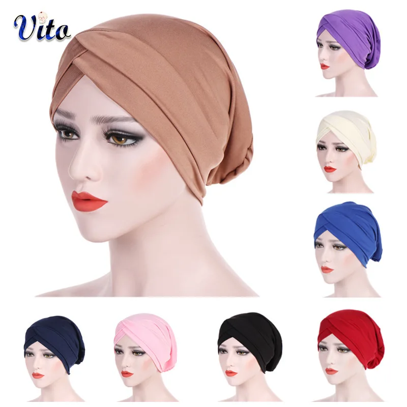 

Muslim Cross Scarf Inner Hijab Cap Islamic Head Wear Hat Headband Turban Head Scarf Headwrap Women Muslim Hijab hairband