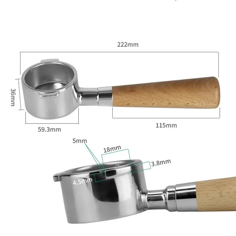 304 Нержавеющая сталь 51 мм Кофе бездонного Portafilter для Delonghi ECO310 ECP35.31/33 21/31 21
