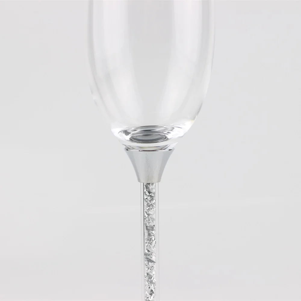 2 шт 250 мл/9 унций бессвинцовый кристалл свадебный бокал с серебряной фольгой в стволе