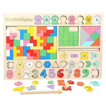 

Multi-function Wooden Digital Geometric Puzzle Hand-eye Coordination Hand Flexibility Kids Montessori Educational Toys