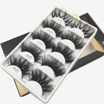 

5 Pairs Mix Fluffy 25mm Mink Eyelashes Dramatic Long Messy Natural Lashes Handmade 3d Eyelashes Makeup Fake Lashes