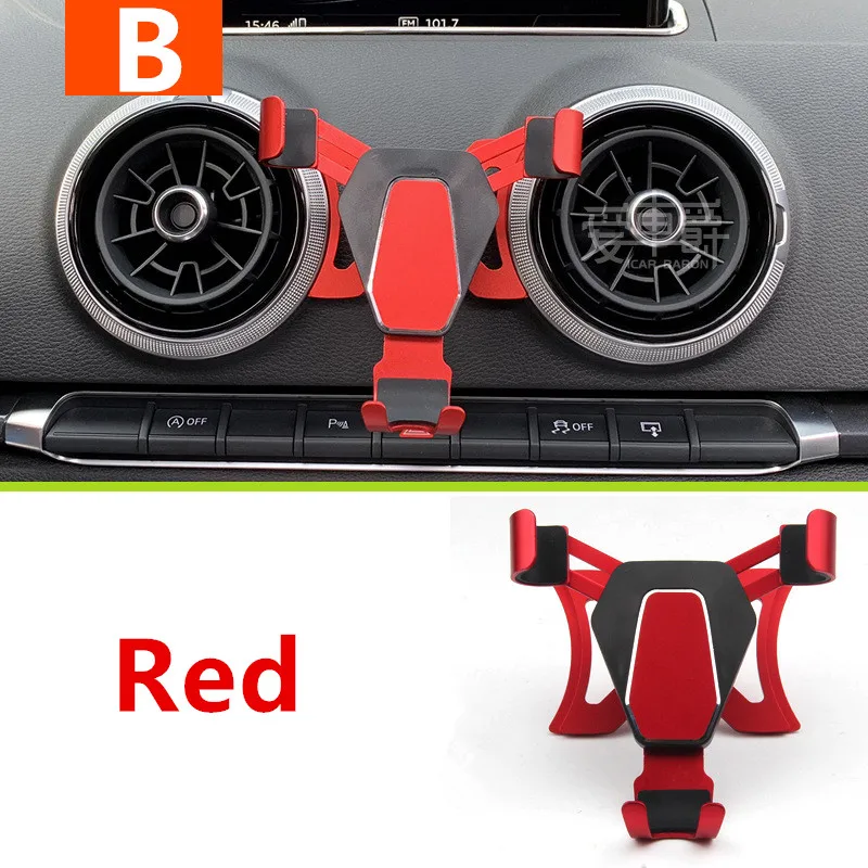 Держатель на вентиляционное отверстие автомобиля держатель для Audi A3 8V S3- мобильный телефон gps кронштейн Подставка вращение на 360 градусов - Название цвета: Red B