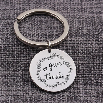 

Key Holders Give Thanks Mom Dad Parents Gift Women Men Pendants Thanksgiving Day Keychain Bijuteria Chaveiros Keytag Porte Clef
