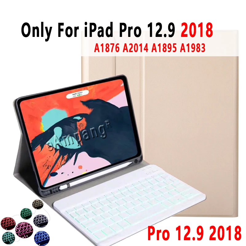 Клавиатура с подсветкой Чехол для iPad Pro 12,9 чехол с карандаш держатель для Apple iPad Pro 12,9 чехол Чехол Funda - Цвет: For Pro 12.9 2018