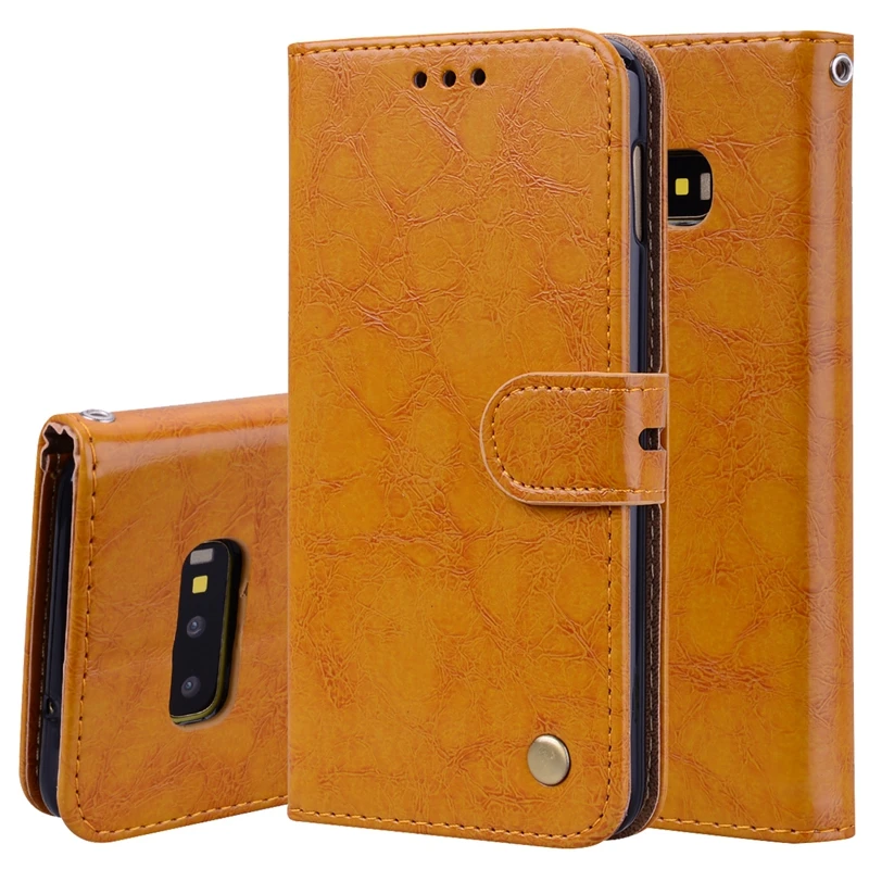 Высококачественный кожаный чехол-бумажник для samsung Galaxy Note 10 Plus 8 9 S10e S10 S9 S8 S7 S6 edge Note10 металлический откидной Чехол - Цвет: Yellow