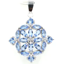 39x30 мм довольно богатый синий фиолетовый танзанит женский подарок серебряная подвеска