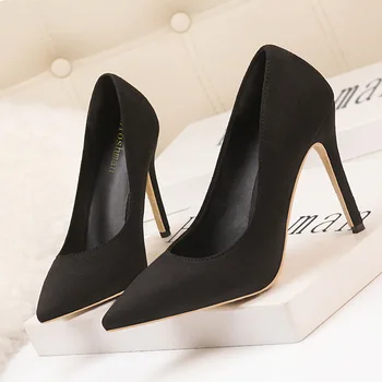 

2020 Dress Shoes Woman Office Ladies Shallow Mouth High Heels Pointed Toe Clogs For Women Brief Pumps Slip Om Sexy Sandals