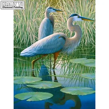 

new 2020 Full Square drill 5D DIY Diamond painting Two egrets Diamond Embroidery Mosaic Cross Stitch Rhinestone decoration gift