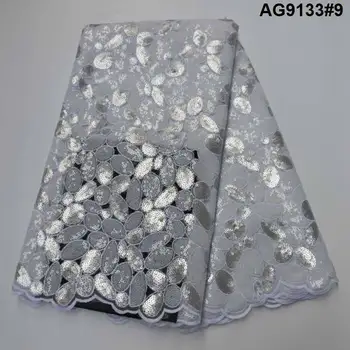 

High Quality African Organza Lace Fabric With Sequins Embroidered 2020 Nigeria Sequined Cord Lace For Party Wedding OG191214