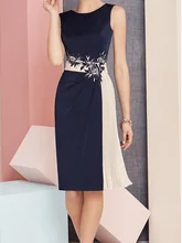 Contrast Color Plus Size Mother Of The Bride Dresses Shealth Scoop Satin Appliques Short Groom Mother Dresses For Weddings