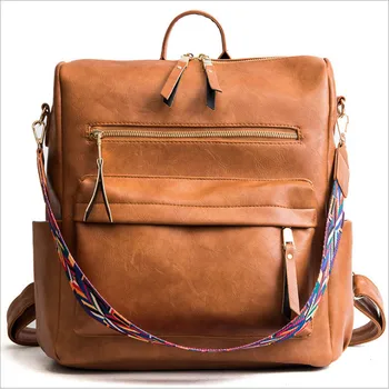 

Vintage Soft Leather Women's Backpack Large Capacity Student's School Backpacks Female Casual Travel Bag Girl Shoulder Bags