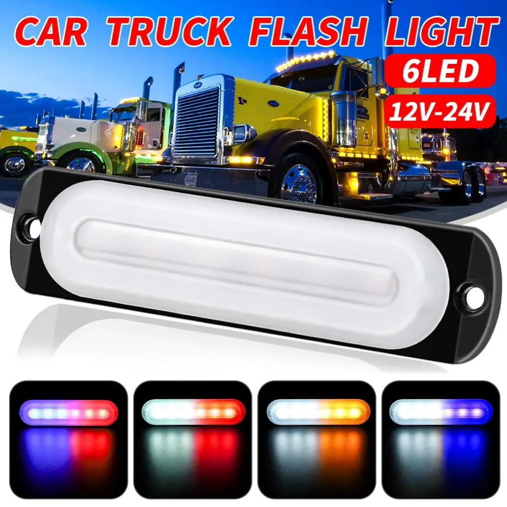 4X Blue Red 6 LED Car Truck Emergency Beacon Warn Hazard Flash Strobe Light Bar