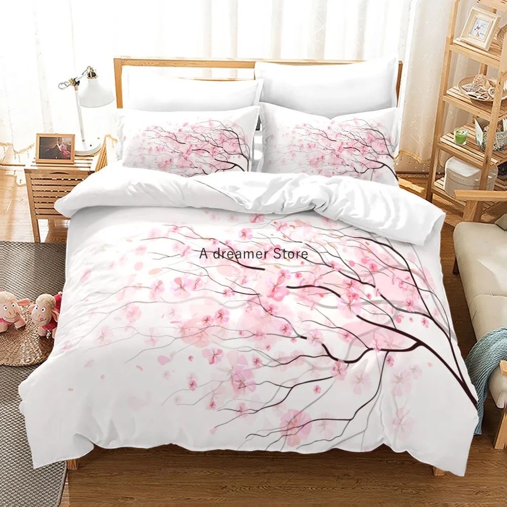 Chinese Ink Painting Plum Blossom Bamboo Bedding Set Fashion Art Duvet Quilt Cover With Pillowcases 200x200 Size Adults Textile