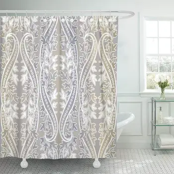 

Pattern Abstract Paisley in Pastel Colors Floral C Oriental Shower Curtain Waterproof 60 x 72 Inches Set with Hooks