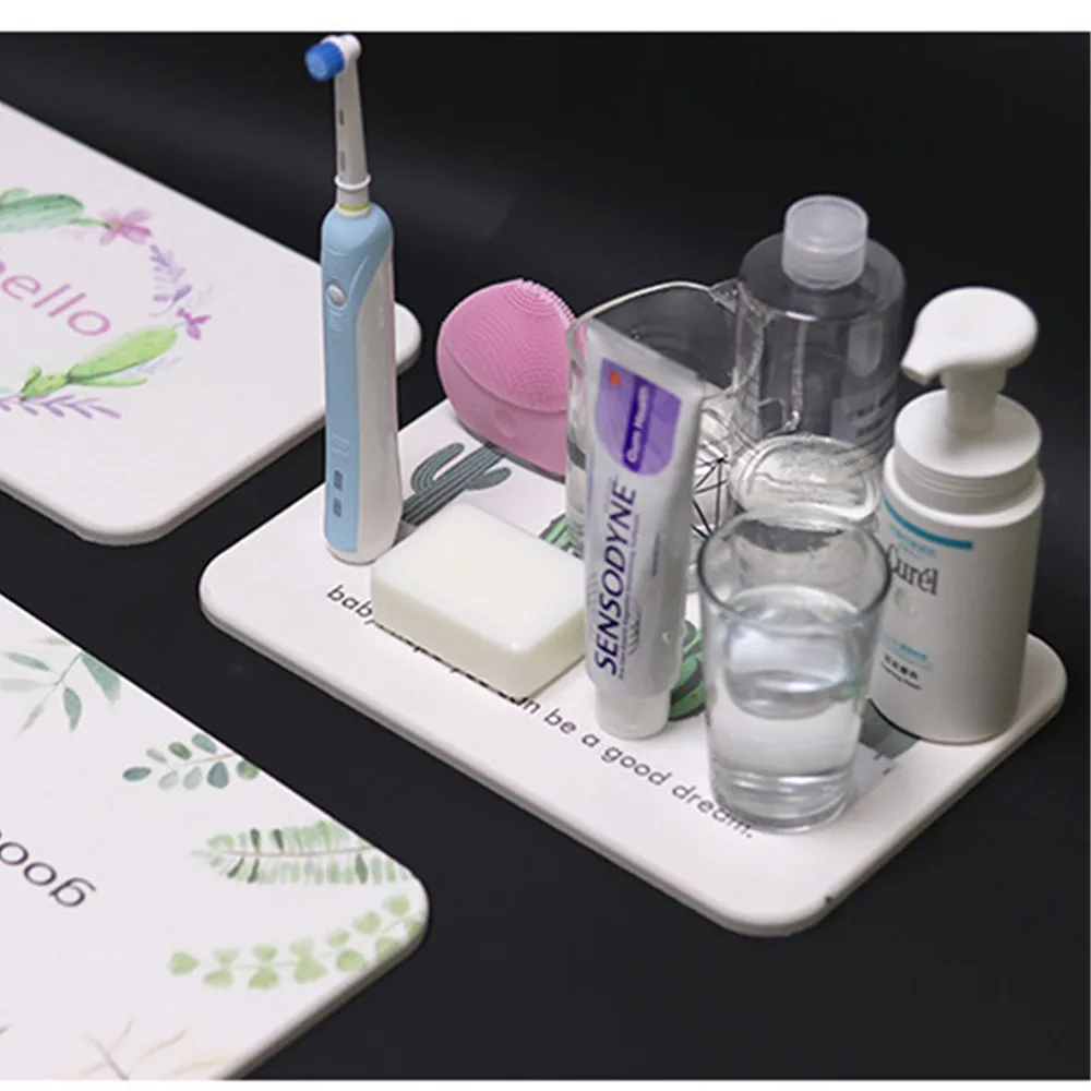 

Nordic Style Bathroom Diatomite Quick-drying Soap Pad Holder Toothbrush Toothpaste Cup Mat Bath Shower Plate 20x30cm Dropship