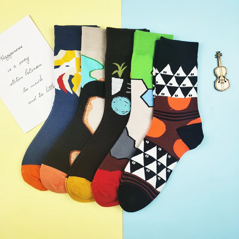 

New Autumn And Winter Casual Neutral Stockings Personality Creative Graffiti Series Wild And Interesting Cotton Men's Socks
