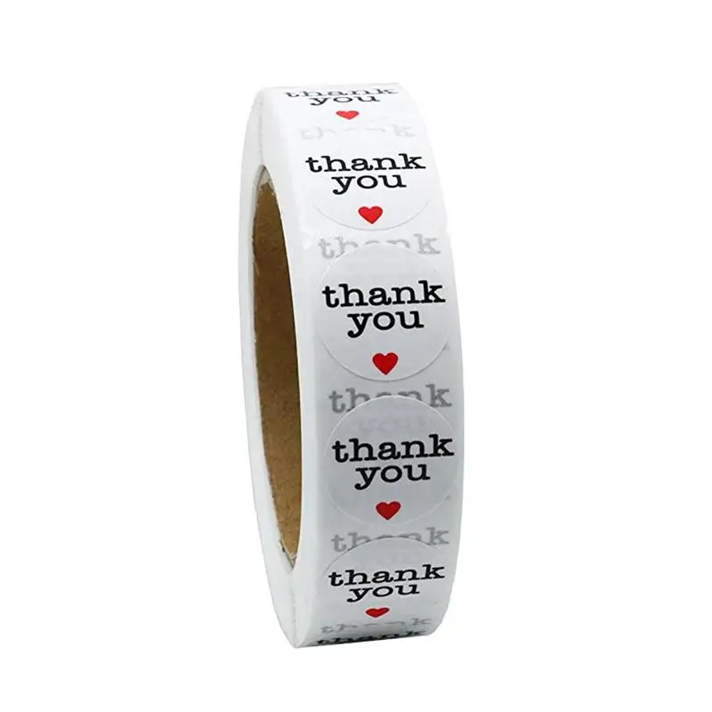 25pcs Round and Ellipse Shape Thank You Adhesive Stickers Kraft Paper Labels