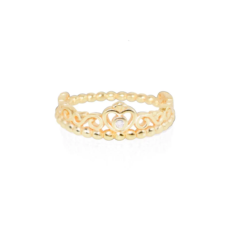 Silver Ring Charms Gold Simple Style Diy Crown Crystal Finger For Women Fashion Jewelry Gift Temperament Princess | Украшения и