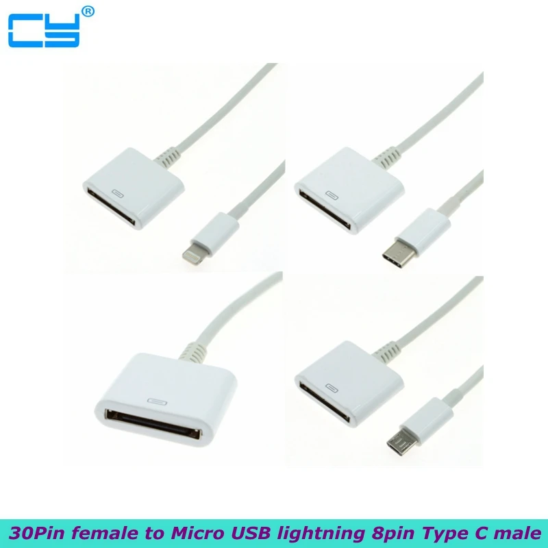 

New 30-Pin Female to USB-C USB 3.1 Micro USB lightning 8pin Type C Male Short Charging Cable for Huawei Samsung Mac Onplus