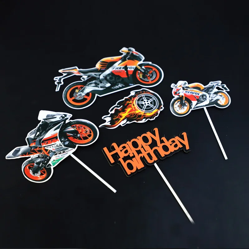 Motorcycle Combination Racing Car Watch Birthday Toppers cake topper cake decorations cake toppers For Men BOY Party Cake Decorations