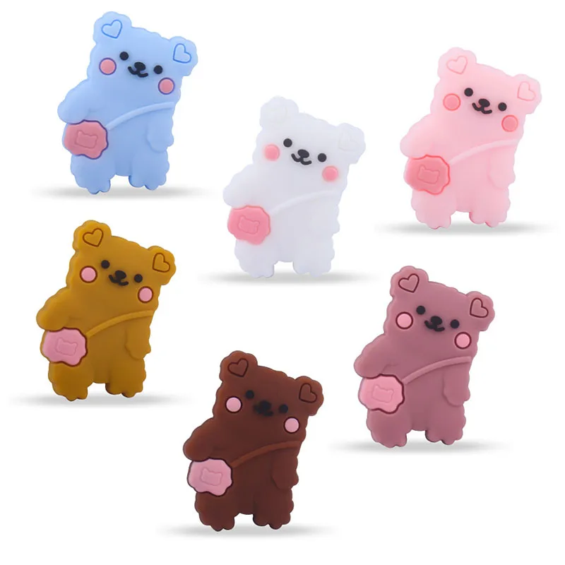 3Pcs Baby BPA Free Silicone Beads Rodent Teething Food Grade Mini Animals Bear with Bag Nursing Product Sucking Chew Toys | Мать и