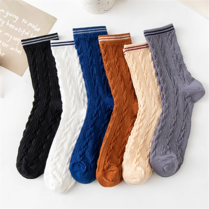 

Solid Korean Socks Women's 1 Pairs Twist Short Socks Women College Style Ins Tide Spring Autumn Cotton Socks New Year 2022