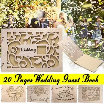 

5 Styles 20 Pages Wooden Heart Shape Customs Personalised Heart Wedding Guestbook Sign Book Hanging Heart Wedding Guest Book