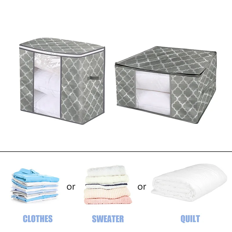 Foldable Storage Box Clothes Organizer Tidy Pouch Suitcase Nonwoven Home Storage Quilt Container Bag