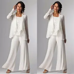 2019 официальное белое пальто в форме платья для матери невесты брючные костюмы из 3 предметов шифоновые женские широкие брюки farsali vestido de madrinha