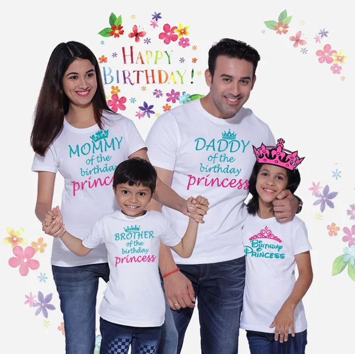 Príncipe princesa cumpleaños familia T camisa familia traje a juego familia cumpleaños camisetas