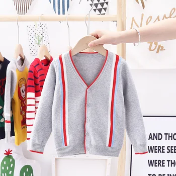 

3-7T Toddler Kid Boy Clothes Winter Knitted Cardigan Sweater Warm Top Long Sleeve Striped Knit Coat Cute Infant Outfit