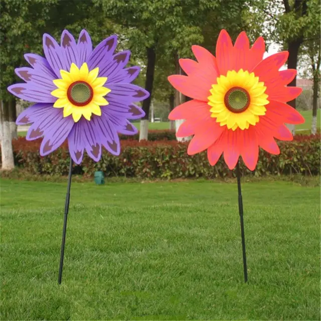 28"Funny Child DIY Colorful Sunflower Windmill Toy Children Outdoor Activities Toy Garden Decor Gift For Kids 2