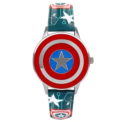 Marvel детские часы кварцевые Мстители супер герой Америка капитанский браслет кожаные Наручные часы подарок для мальчика - Цвет: green- opp pack