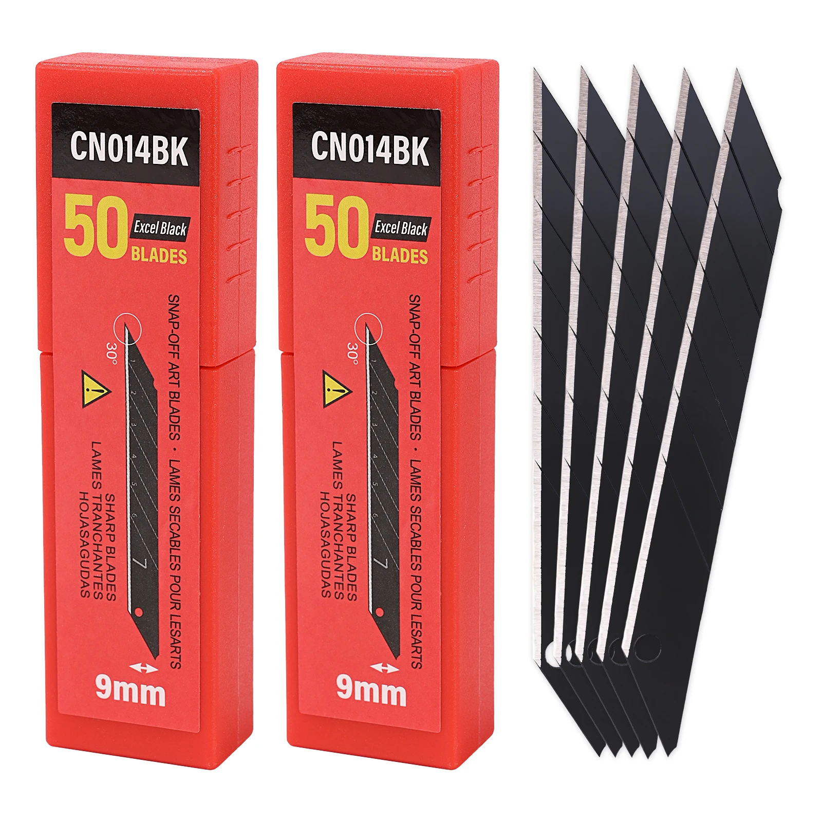 FOSHIO 100pcs Carbon Steel Replacement Blade 30/60 Degree Snap Off Blade for Utility Knife Car Vinyl Film Wallpaper Cutting Tool