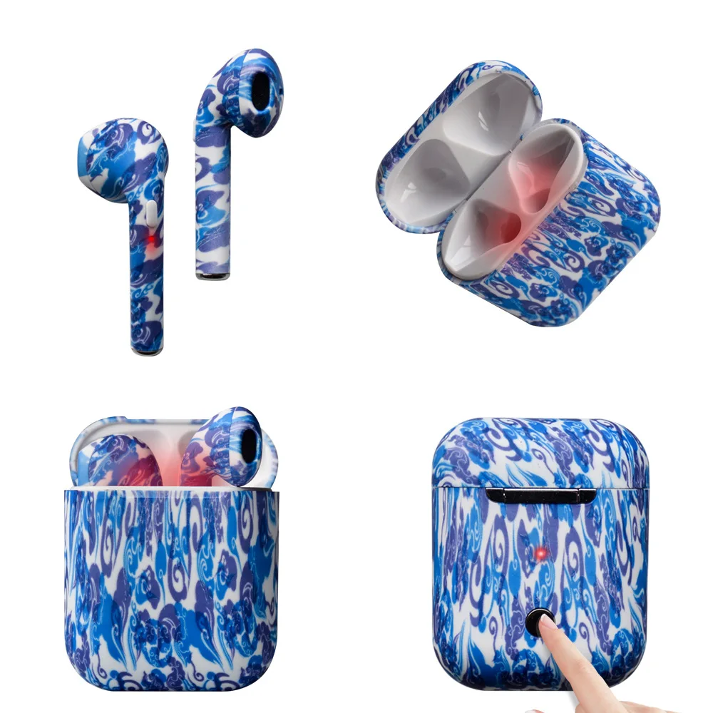 Tutew High Quality Colorful i9s tws Wireless Earphone Bluetooth Headset Painted Pattern sport earbuds with charging case pk i12