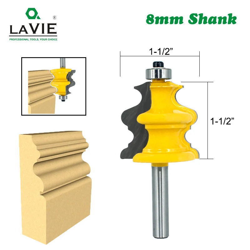 LAVIE 1pc 8MM Shank Handrail Architectural Moulding Router Bit