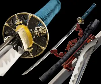 

Japanese Sword Samurai Katana Sharp Purple High Carbon Steel Battle Ready Blade HandMade Leather+wood