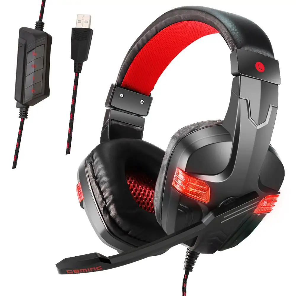 Online Soyto Beste Stereo Gaming Headset 7,1 Virtuelle Surround Bass Gaming Kopfhörer Kopfhörer mit Mic LED Licht für Computer PC Gamer
