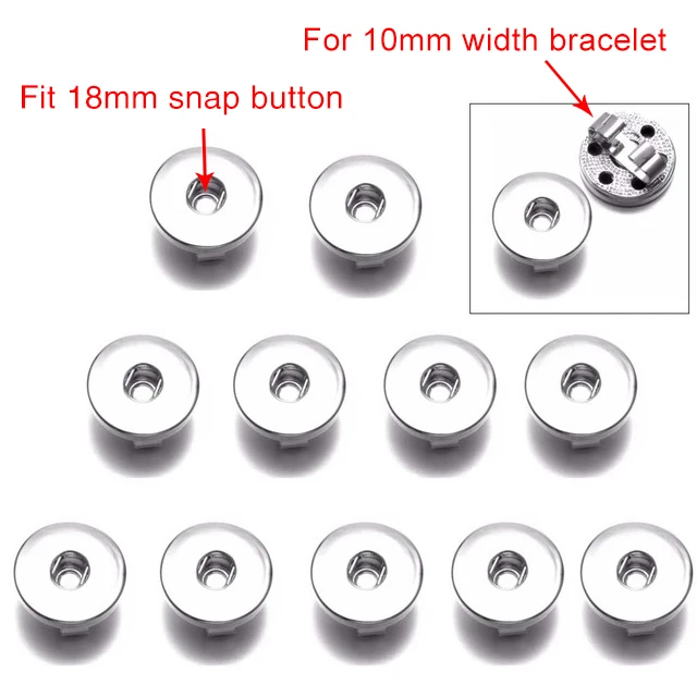 12pcs/lot Basical DIY Snap Button 12mm/18mm Interchangeable Snaps Button Base Charm For Snap Bracelets Necklaces Jewelry Making 