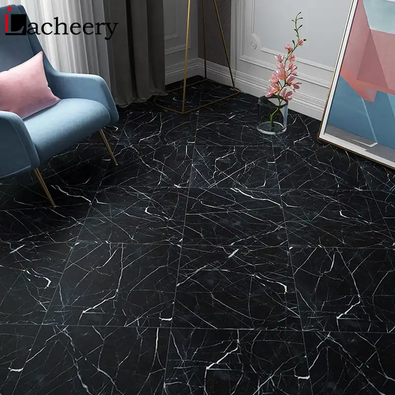 Black Marble Tile Wall Decal Vinyl Waterproof Self Adhesive Wallpaper
